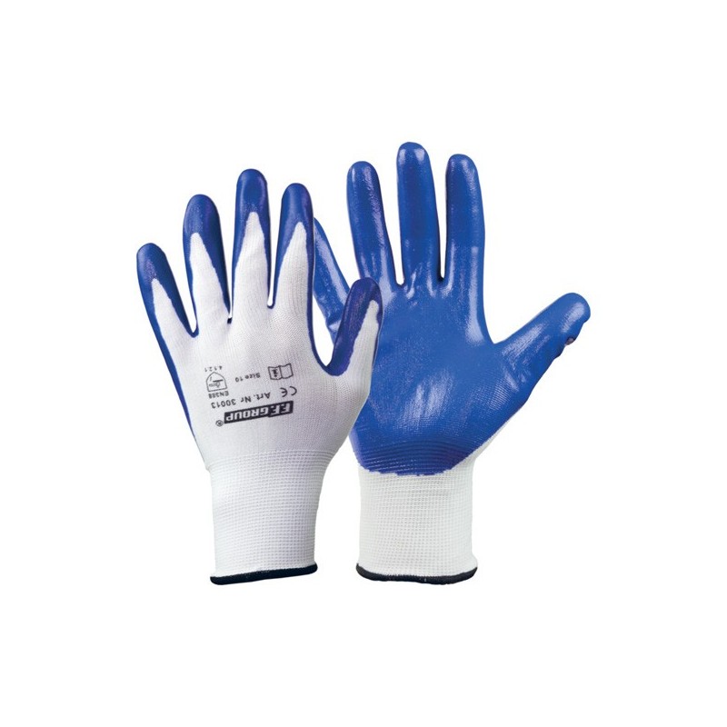Φωτογραφία προϊόντος Γαντια Εργασιας Με Επικαλυψη Νιτριλιου Μπλε-Λευκα
