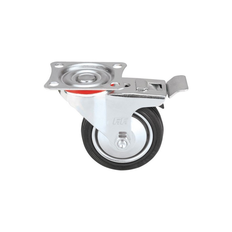 Φωτογραφία προϊόντος Ροδα Περιστρεφομενη Μαυρη Με Φρενο Και Ρουλεμαν 85